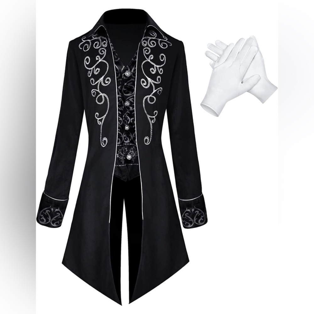 Men's Steampunk Vintage Tailcoat Jacket Gothic Victorian Frock Coat Medieval NEW